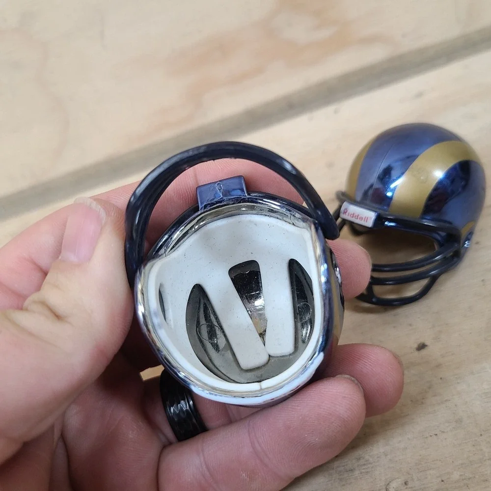 St Louis Rams Tiny Miniature Riddell Football Helmet ‎ Lot of 2 Glossy, 3 bar